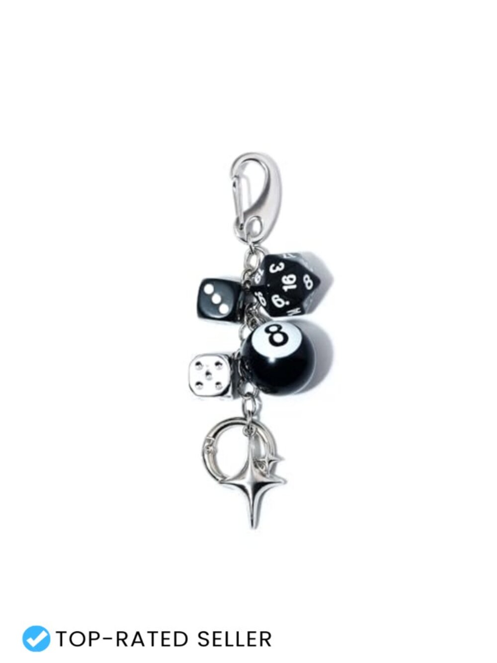 Y2K 8 Ball Dice Charm Keychain Bag Purse Backpack Accessory